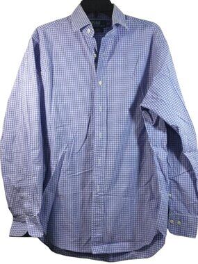 Polo Ralph Lauren Mens Regent Classic Button-Down Shirt Blue Checkered Sz 16 XL